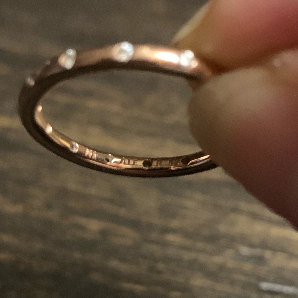 PANDORA Simple Sparkling Rose Gold Band Ring * Size 52 = 6 * Preowned * - Picture 4 of 10